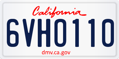 CA license plate 6VHO110