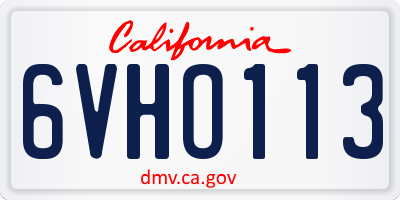 CA license plate 6VHO113