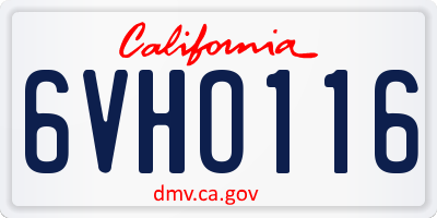 CA license plate 6VHO116