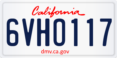 CA license plate 6VHO117