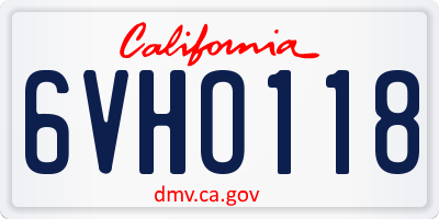 CA license plate 6VHO118