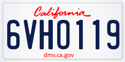 CA license plate 6VHO119