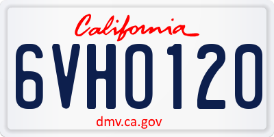 CA license plate 6VHO120