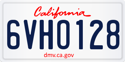 CA license plate 6VHO128