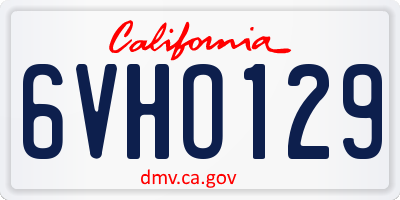 CA license plate 6VHO129