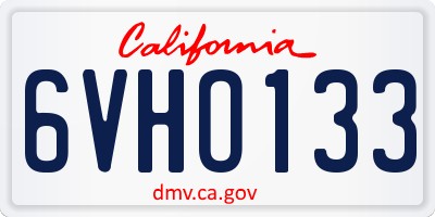 CA license plate 6VHO133