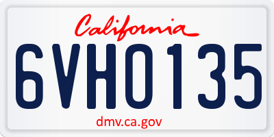 CA license plate 6VHO135