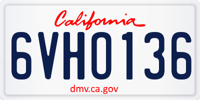 CA license plate 6VHO136