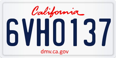 CA license plate 6VHO137