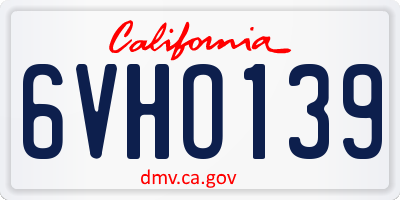 CA license plate 6VHO139