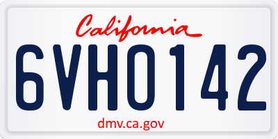CA license plate 6VHO142