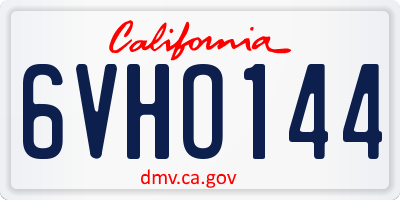 CA license plate 6VHO144