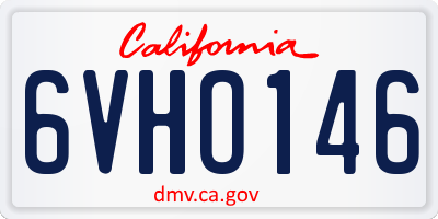 CA license plate 6VHO146