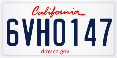 CA license plate 6VHO147