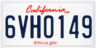 CA license plate 6VHO149