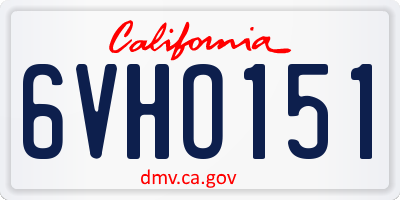 CA license plate 6VHO151