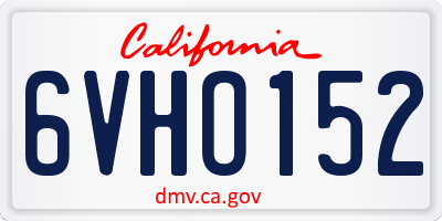CA license plate 6VHO152