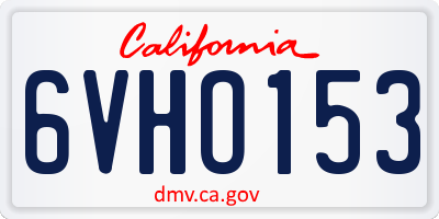 CA license plate 6VHO153