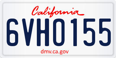 CA license plate 6VHO155