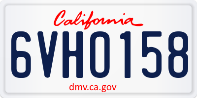CA license plate 6VHO158