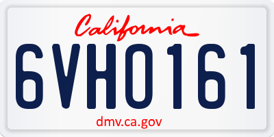 CA license plate 6VHO161