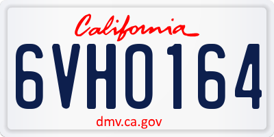 CA license plate 6VHO164
