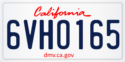 CA license plate 6VHO165