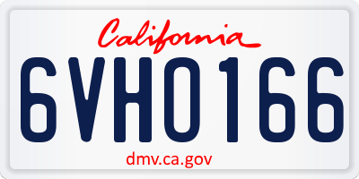 CA license plate 6VHO166