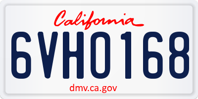CA license plate 6VHO168