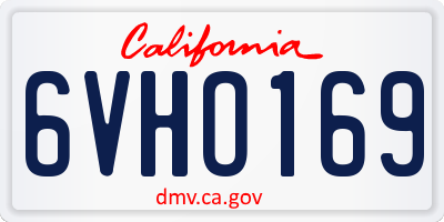 CA license plate 6VHO169