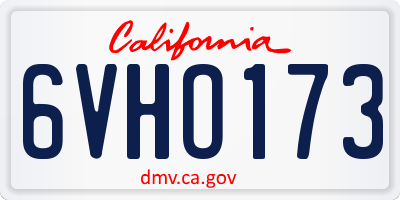 CA license plate 6VHO173