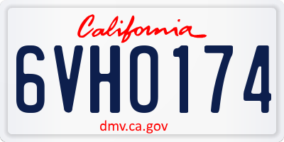CA license plate 6VHO174