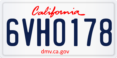 CA license plate 6VHO178