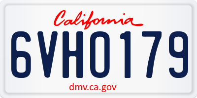 CA license plate 6VHO179