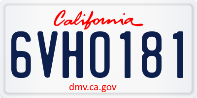 CA license plate 6VHO181