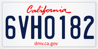 CA license plate 6VHO182
