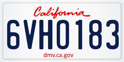 CA license plate 6VHO183