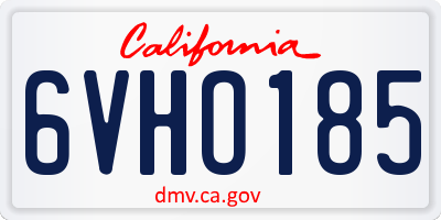 CA license plate 6VHO185