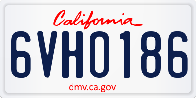 CA license plate 6VHO186