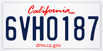 CA license plate 6VHO187