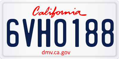 CA license plate 6VHO188