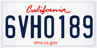 CA license plate 6VHO189