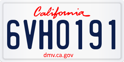 CA license plate 6VHO191