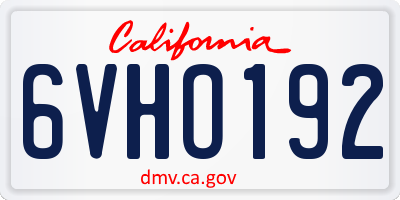 CA license plate 6VHO192