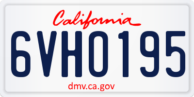 CA license plate 6VHO195