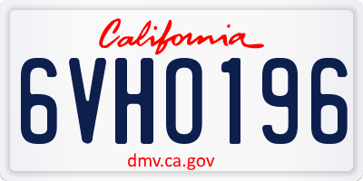 CA license plate 6VHO196