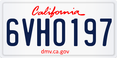 CA license plate 6VHO197