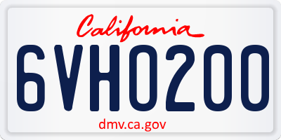 CA license plate 6VHO200