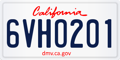 CA license plate 6VHO201