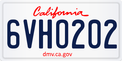 CA license plate 6VHO202